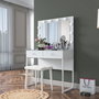 Hanah Home Mesa de Maquillaje con 10 Focos y Puff Blanco BJ164 - 4481